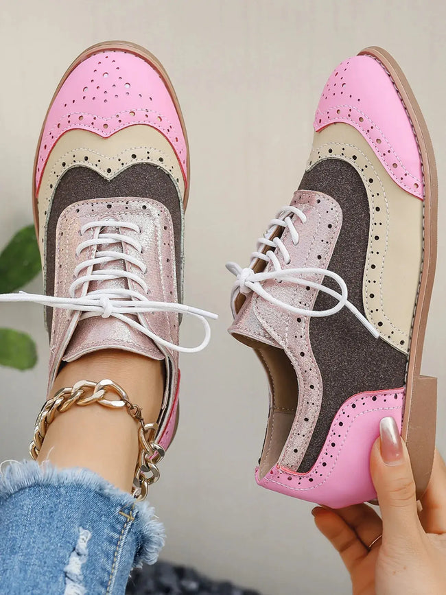 Round Toe Flats Color Block Loafers  Style Ratio