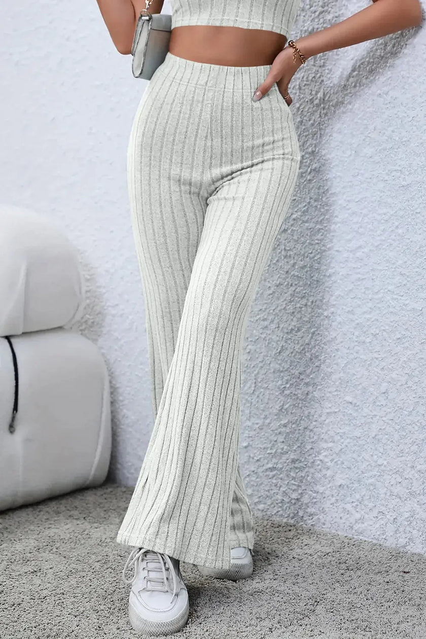 Basic Bae Full Size Ribbed High Waist Flare Pants  Style Ratio