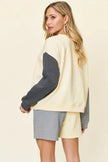Double Take Full Size Contrast Drop Shoulder Top and Shorts Set  Style Ratio