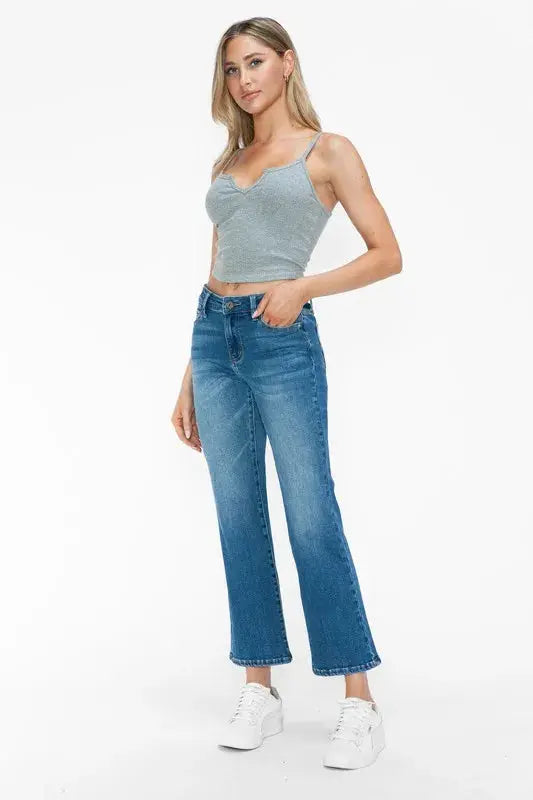 bytos Full Size Cat's Whiskers Mid Rise Ankle Jeans  Style Ratio