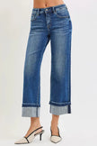 RISEN Mid Rise Ankle Straight Jeans with Cuffed Hem  Style Ratio