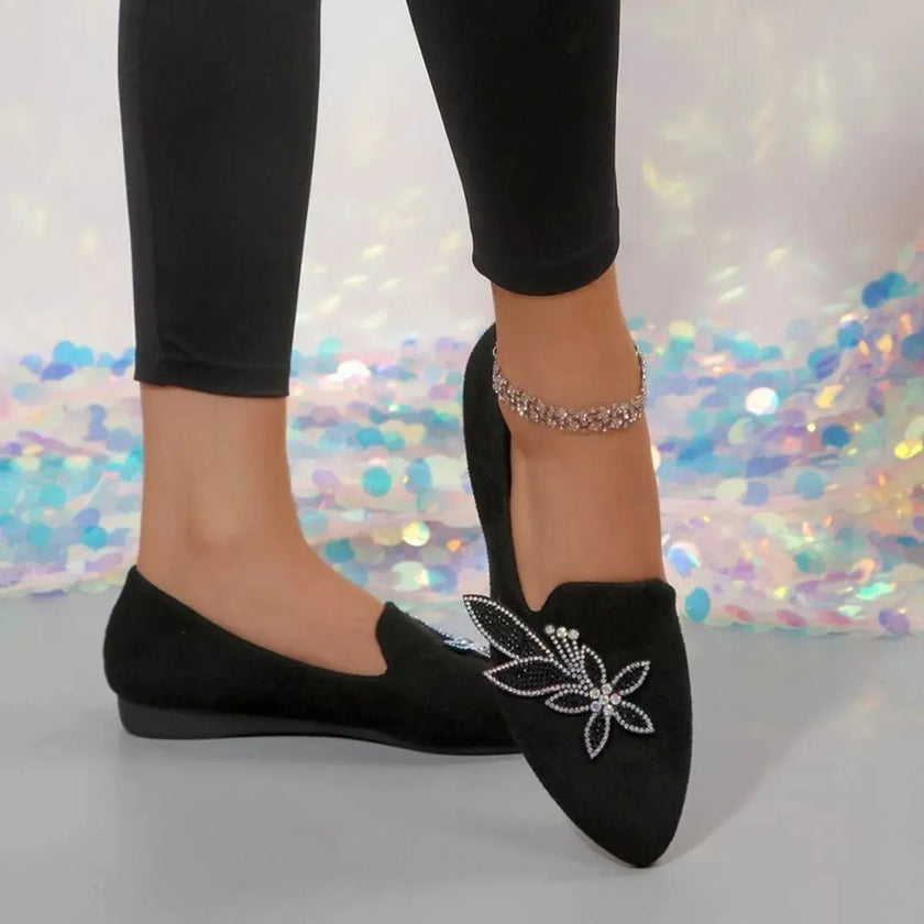 Rhinestone Point Toe Flats Slip-Ons  Style Ratio