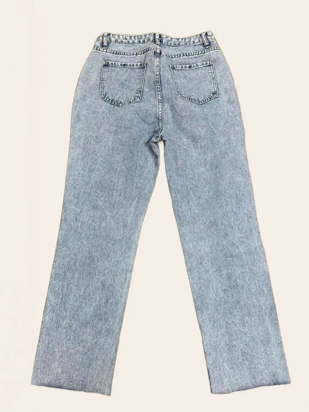 Distressed Straight Leg Jeans with Pockets  Style Ratio