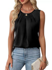 Pleated Round Neck Tank Top  Style Ratio