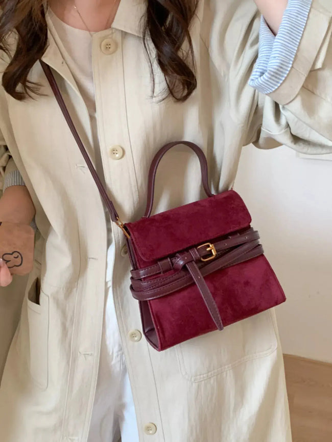 Suede Buckle Decor Crossbody Bag  Style Ratio