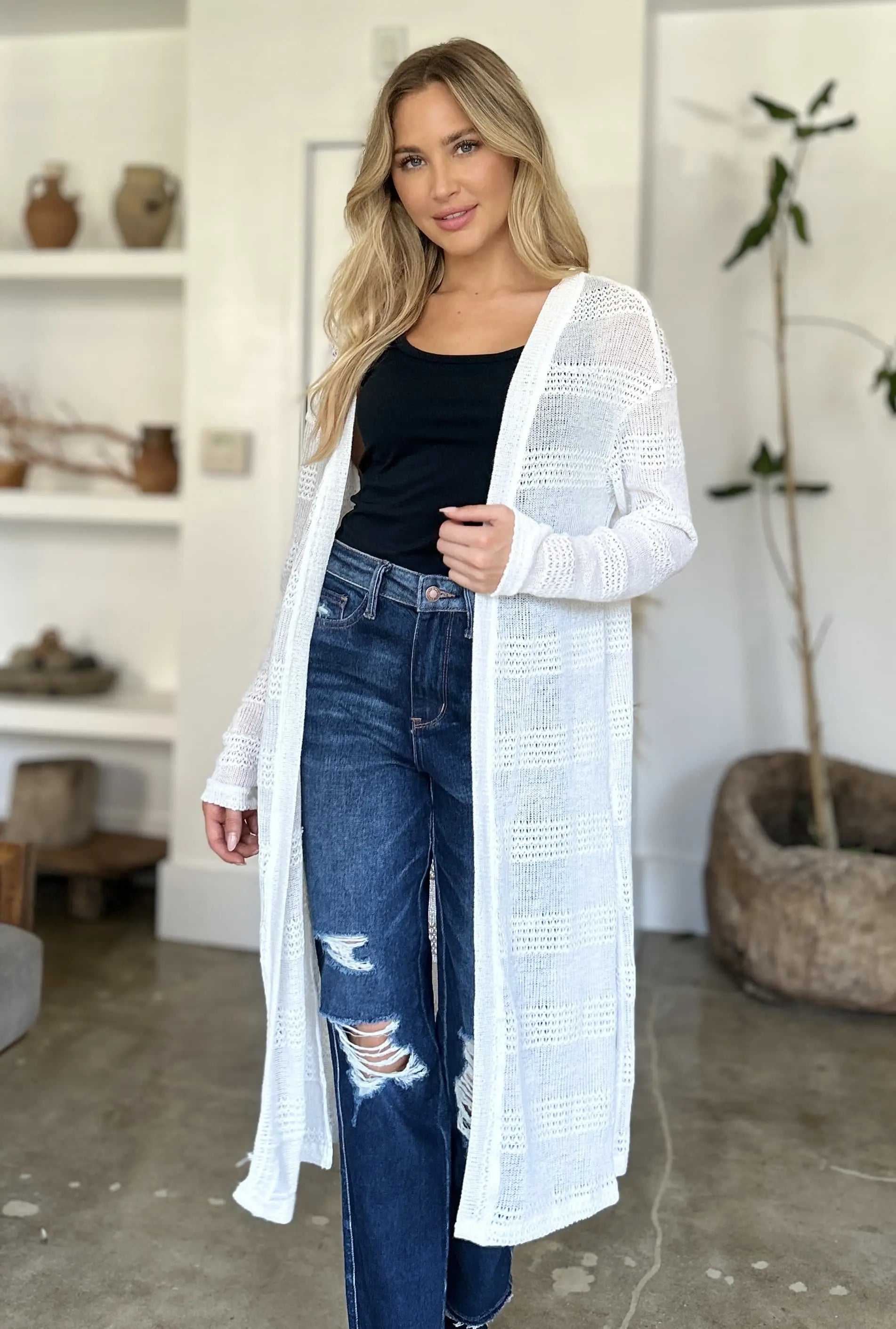 Double Take Open Front Longline Cardigan  Style Ratio