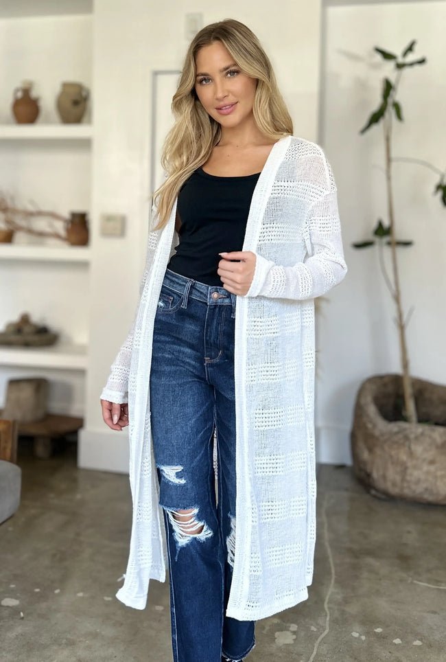 Double Take Open Front Longline Cardigan Trendsi