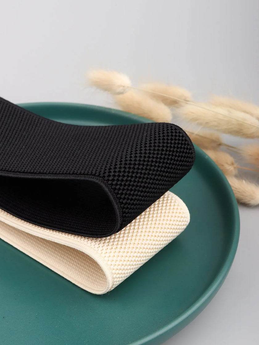 PU Elastic Wide Belt with Alloy Buckle  Style Ratio