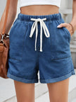 Drawstring Wash Denim Shorts  Style Ratio