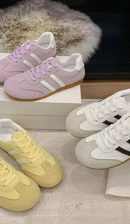 Striped Lace Up Casual Sneakers  Style Ratio