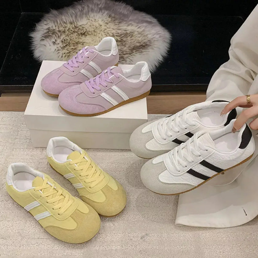 Striped Lace Up Casual Sneakers  Style Ratio