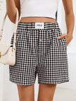Gingham Elastic Waist Casual Shorts  Style Ratio