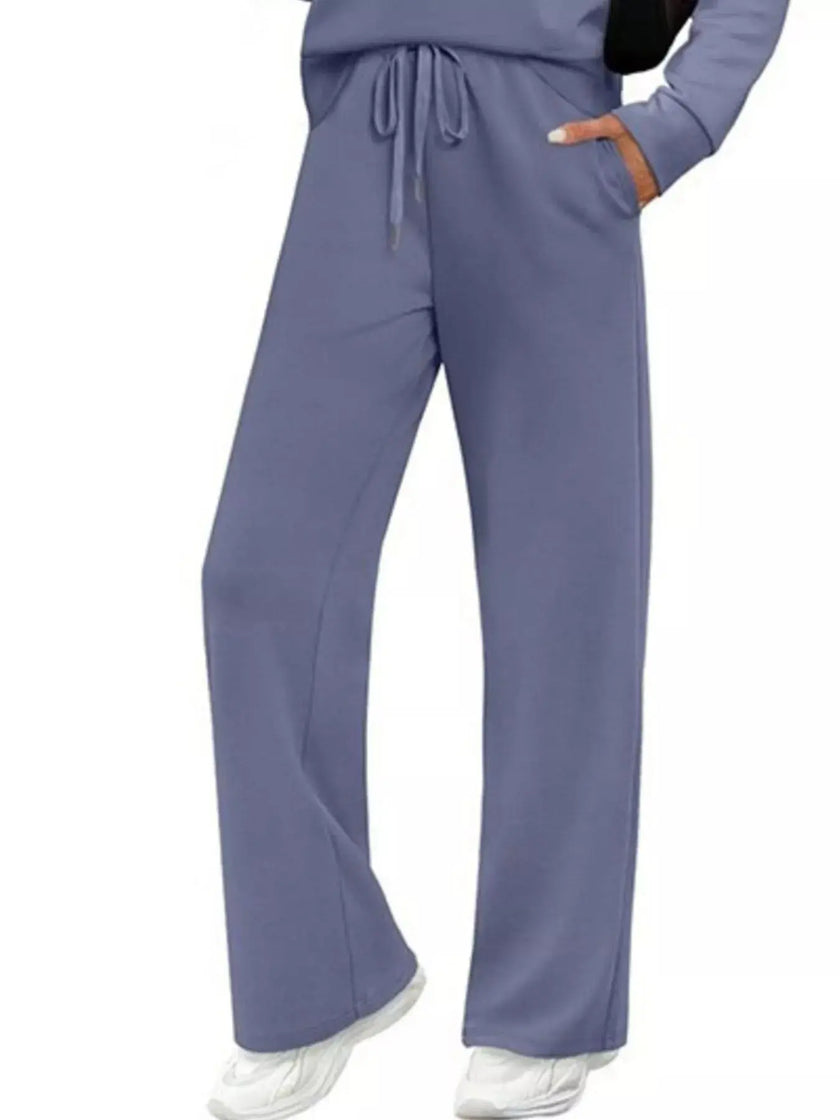 Full Size Long Sleeve Round Neck Top and Pants Set  Style Ratio