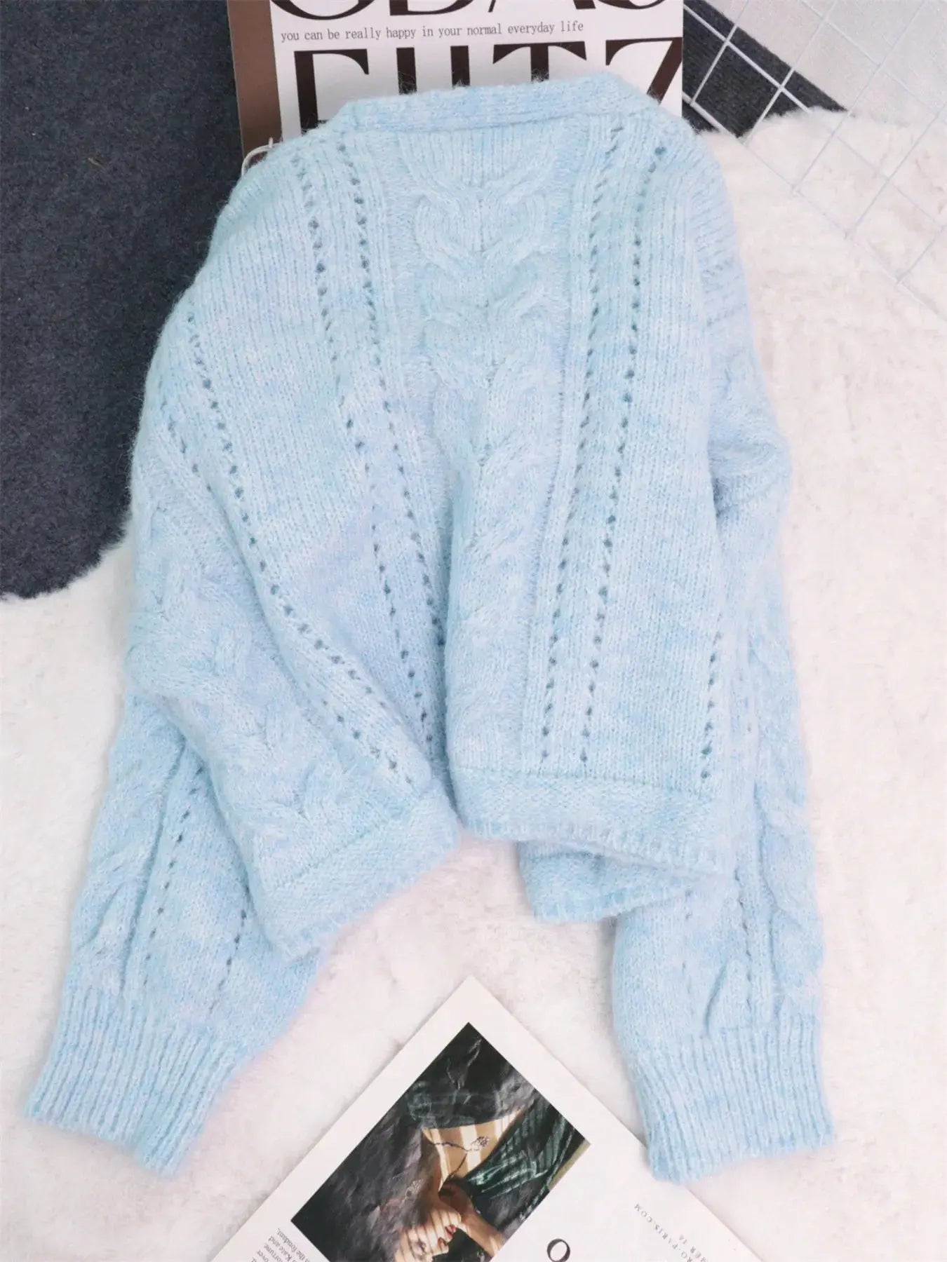 Cable Knit Button-Up Cardigan  Style Ratio