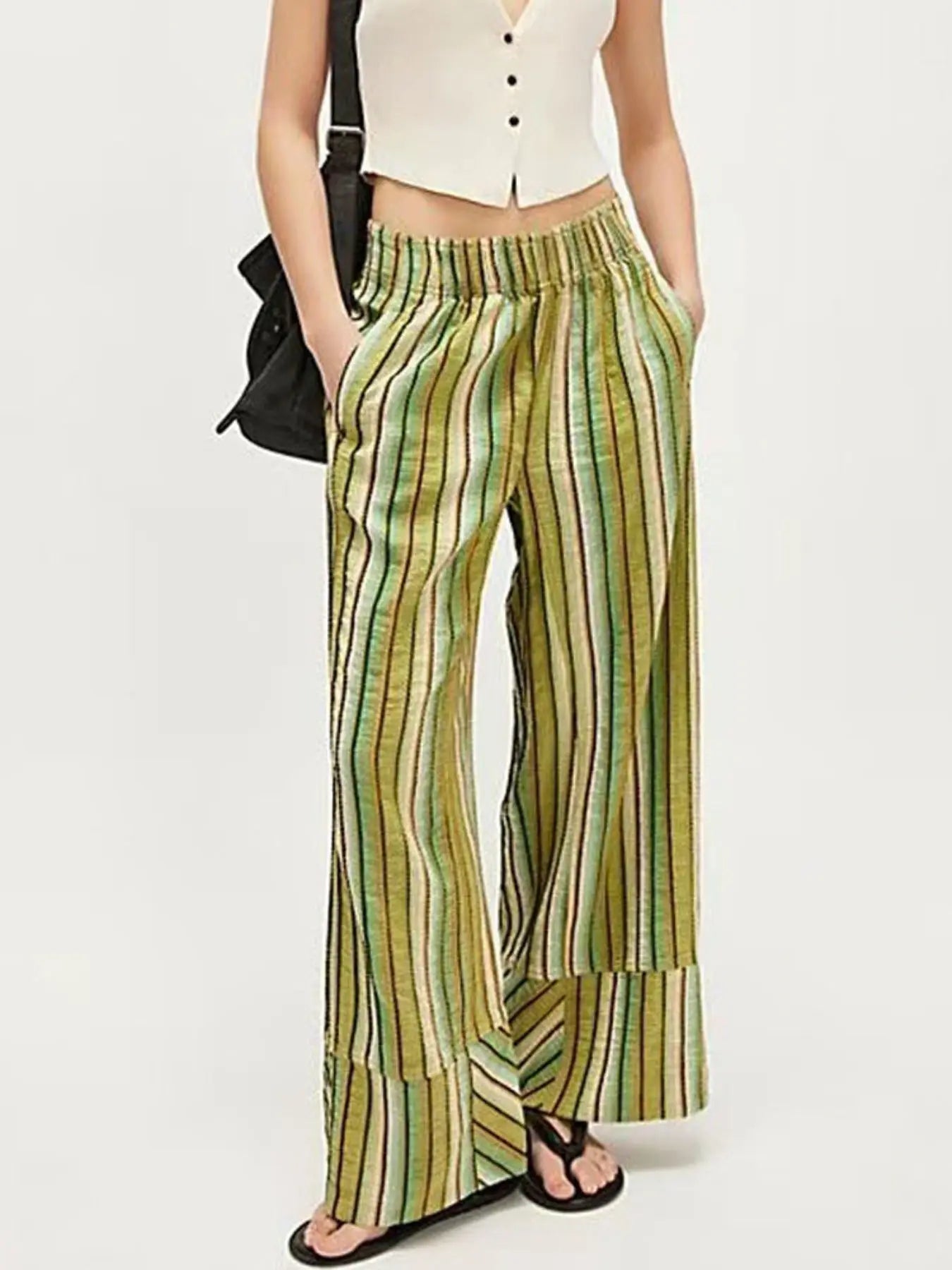 Striped High-Waisted Wide Leg Pants  Style Ratio