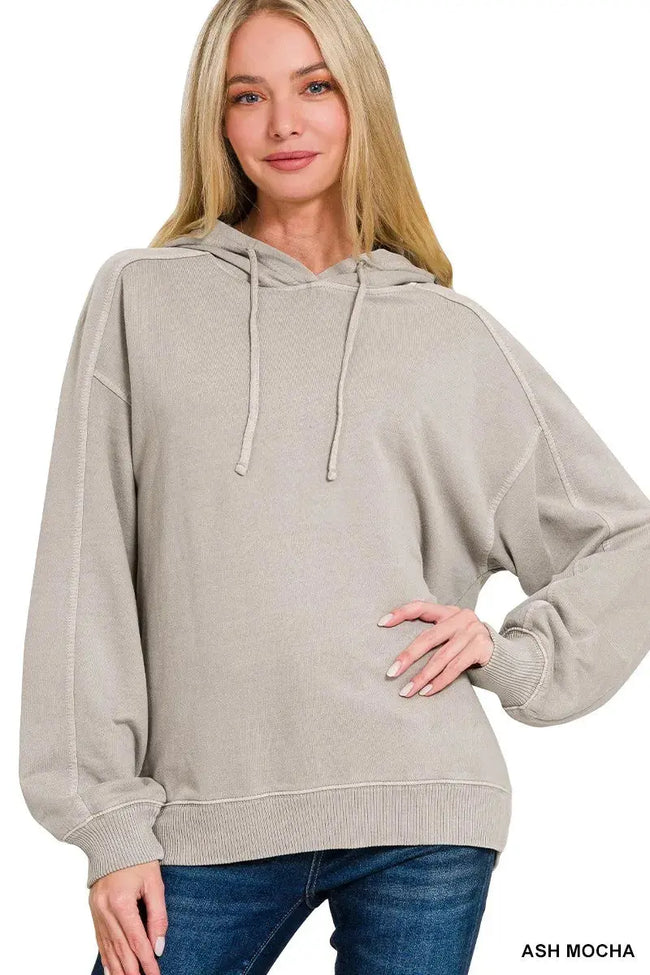 Zenana French Terry Pigment Dye & Enzyme Washing Hoodie  Style Ratio