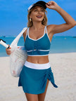 Contrast Trim Drawstring Swimsuit  Style Ratio