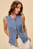 SO ME Stripe Slim Fit Button Front Denim Vest Top  Style Ratio
