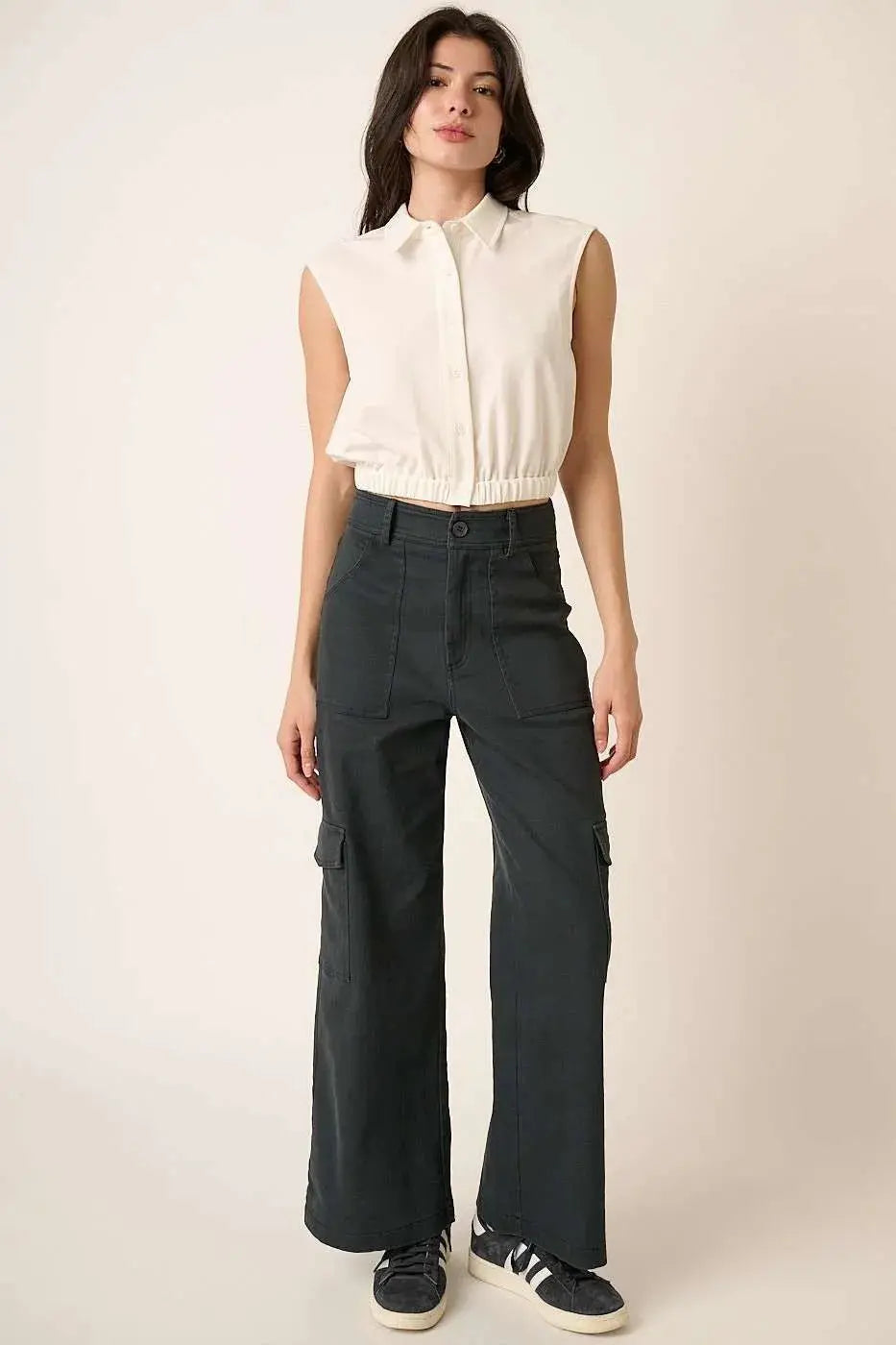 Mittoshop High Waist Pants with Cargo Pockets  Style Ratio