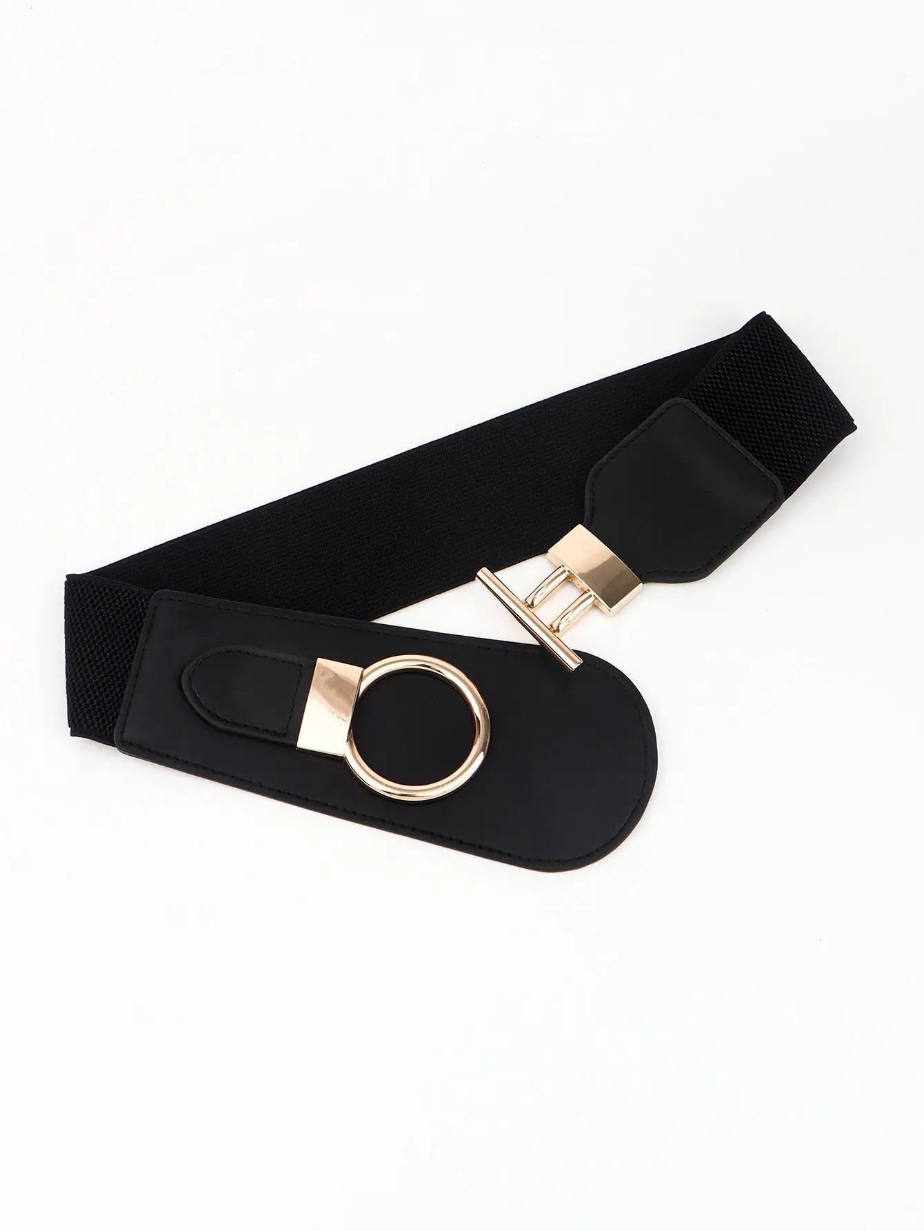 PU Elastic Wide Belt with Alloy Buckle  Style Ratio