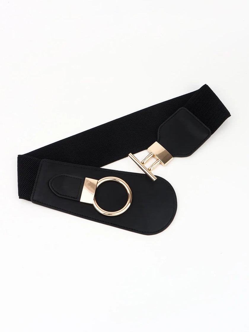 PU Elastic Wide Belt with Alloy Buckle  Style Ratio