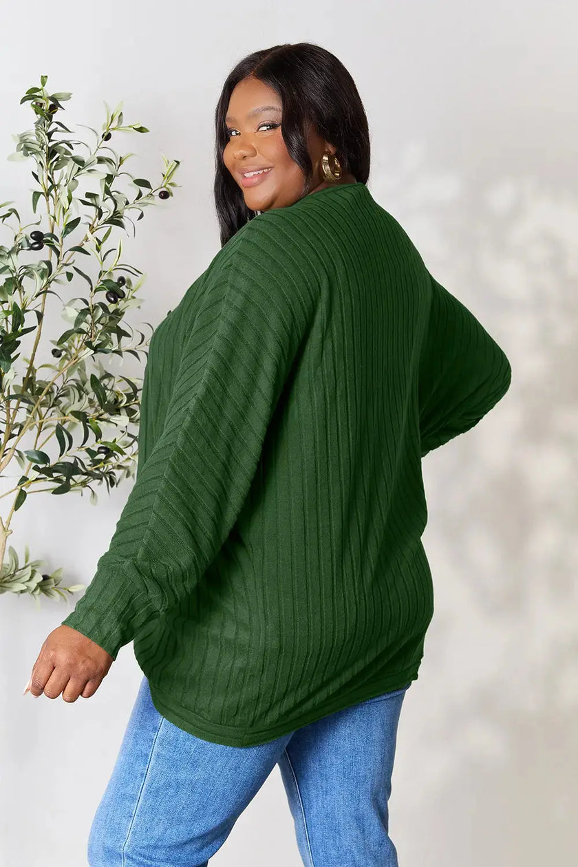 Basic Bae Full Size Ribbed Cocoon Cardigan  Style Ratio