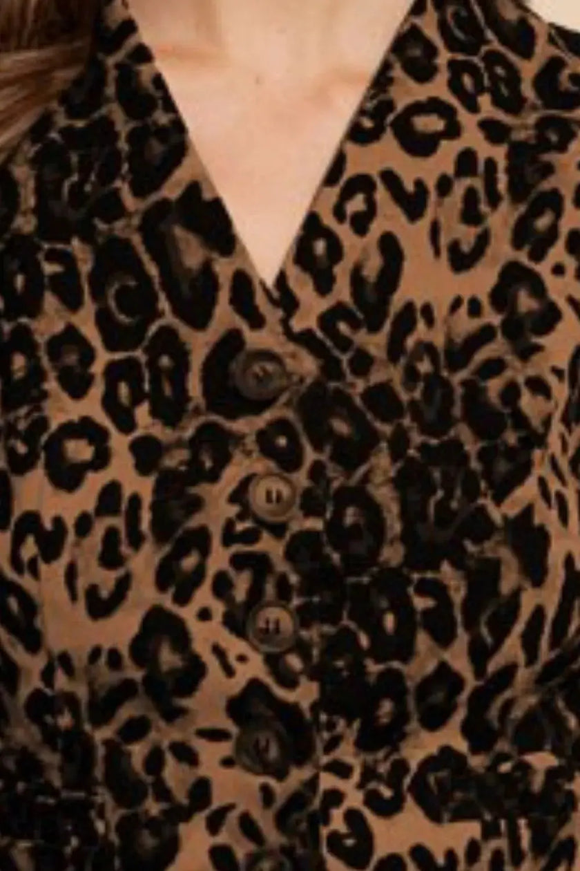 Annie Wear Stretch Leopard Denim Button Down Vest  Style Ratio
