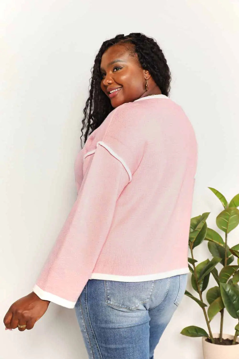 Angel Wings Contrast Detail Dropped Shoulder Sweatshirt  Style Ratio