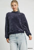 Umgee Velour Crewneck Balloon Sleeve Sweatshirt  Style Ratio
