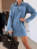 Collared Neck Long Sleeve Denim Dress  Style Ratio