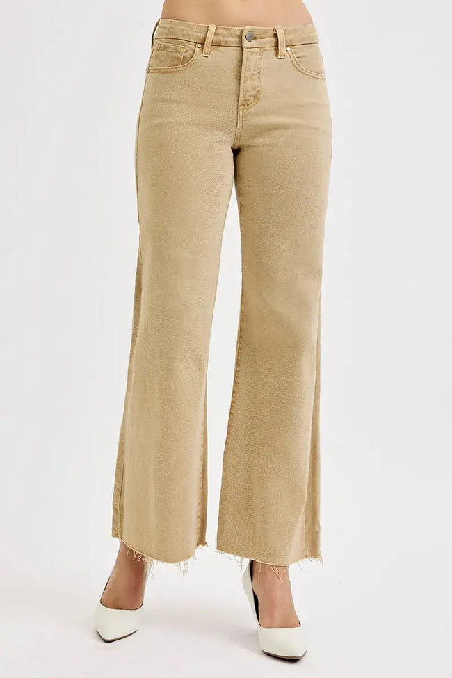 RISEN Full Size Raw Hem Wide Leg Jeans  Style Ratio