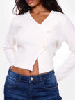 Cropped V Neck Button Up Cardigan  Style Ratio