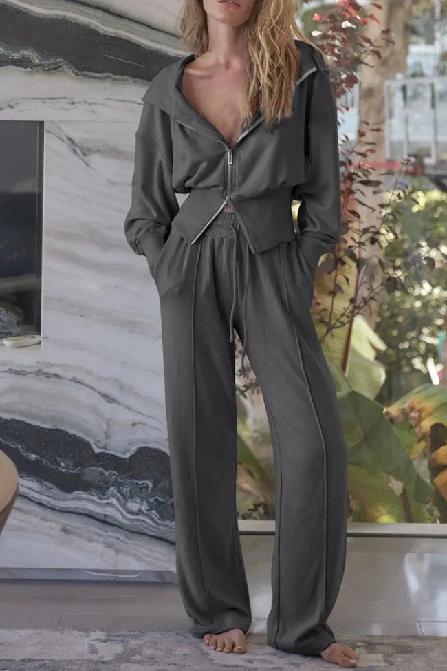 Zip-Up Hoodie and Pants Active Set  Style Ratio