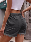 Denim Drawstring Raw Hem Denim Shorts  Style Ratio