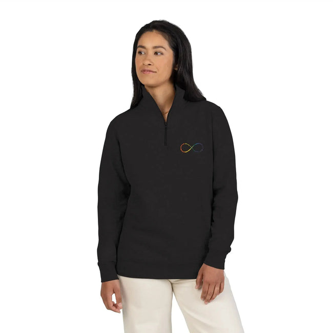 Neurospicy: Embroidered Rainbow Infinity Fleece Pullover — Inclusion Sweatshirt  Style Ratio