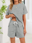 Round Neck Short Sleeve Shirt and Shorts Loungewear  Style Ratio