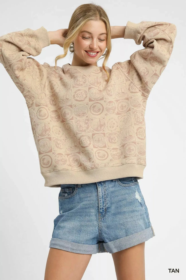 Umgee Coin Stamp Print Sweatshirt  Style Ratio