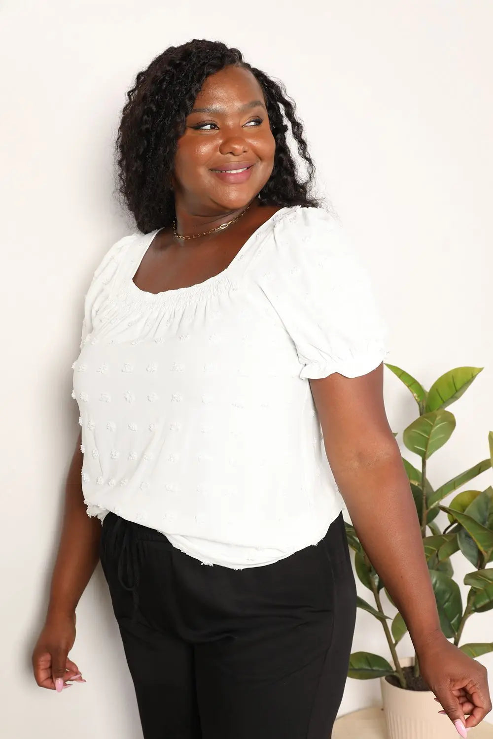 Mandy Swiss Dot Puff Sleeve Square Neck Blouse  Style Ratio