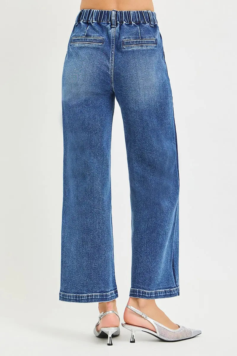 RISEN Elastic Band High Rise Cropped Wide Jeans  Style Ratio