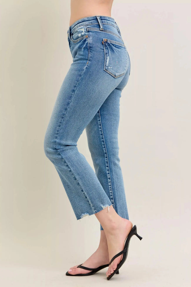 Judy Blue Mr Vintage Wash Destroy Hem Kick Flare Jeans  Style Ratio