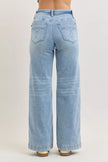 Judy Blue Mid Rise Retro Wide Leg Jeans with Fold-over Waistband  Style Ratio