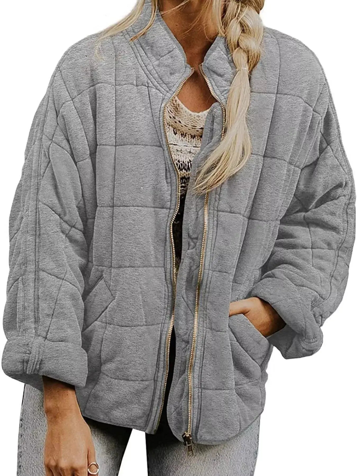 Quilted Zip Up Outerwear  Style Ratio