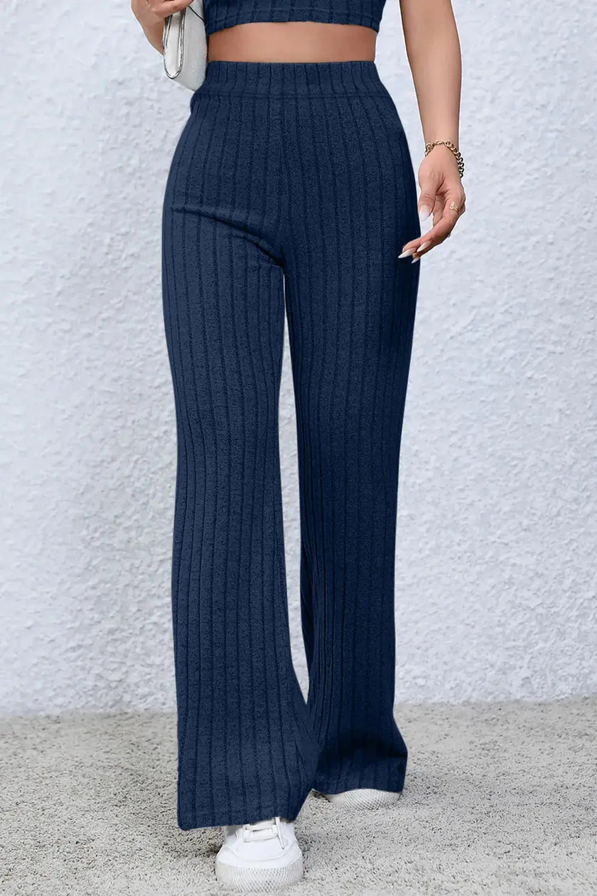 Basic Bae Full Size Ribbed High Waist Flare Pants  Style Ratio