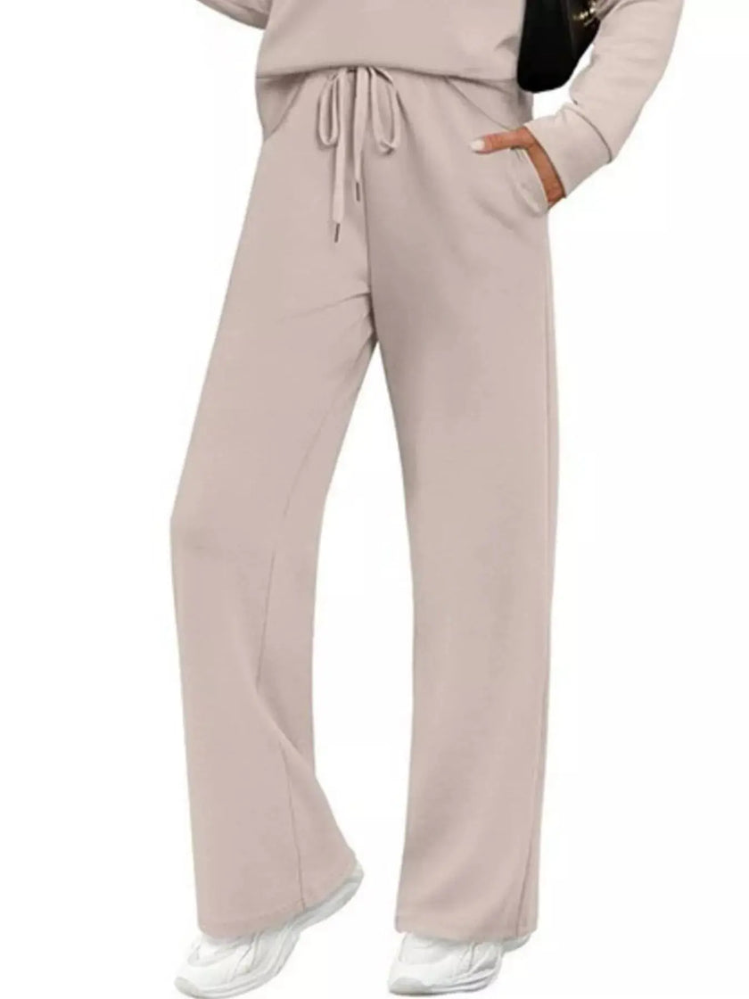 Full Size Long Sleeve Round Neck Top and Pants Set  Style Ratio