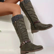 Round Toe Block Heels Boots  Style Ratio