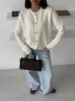 Button Up Texture Knit Cardigan  Style Ratio