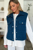 Double Take Full Size Pocketed Texture Snap Down Vest Coat  Style Ratio
