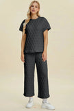 Double Take Full Size Texture Round Neck Short Sleeve Top and Pants Set  Style Ratio