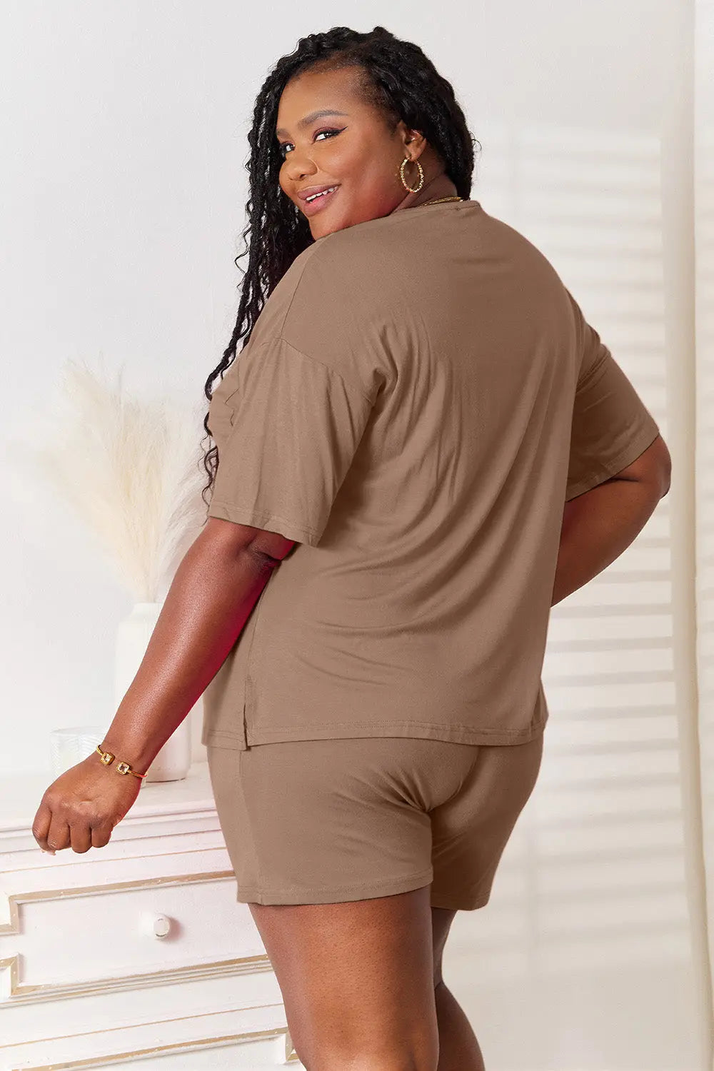 Basic Bae Full Size Soft Half Sleeve Top and Shorts Loungewear  Style Ratio