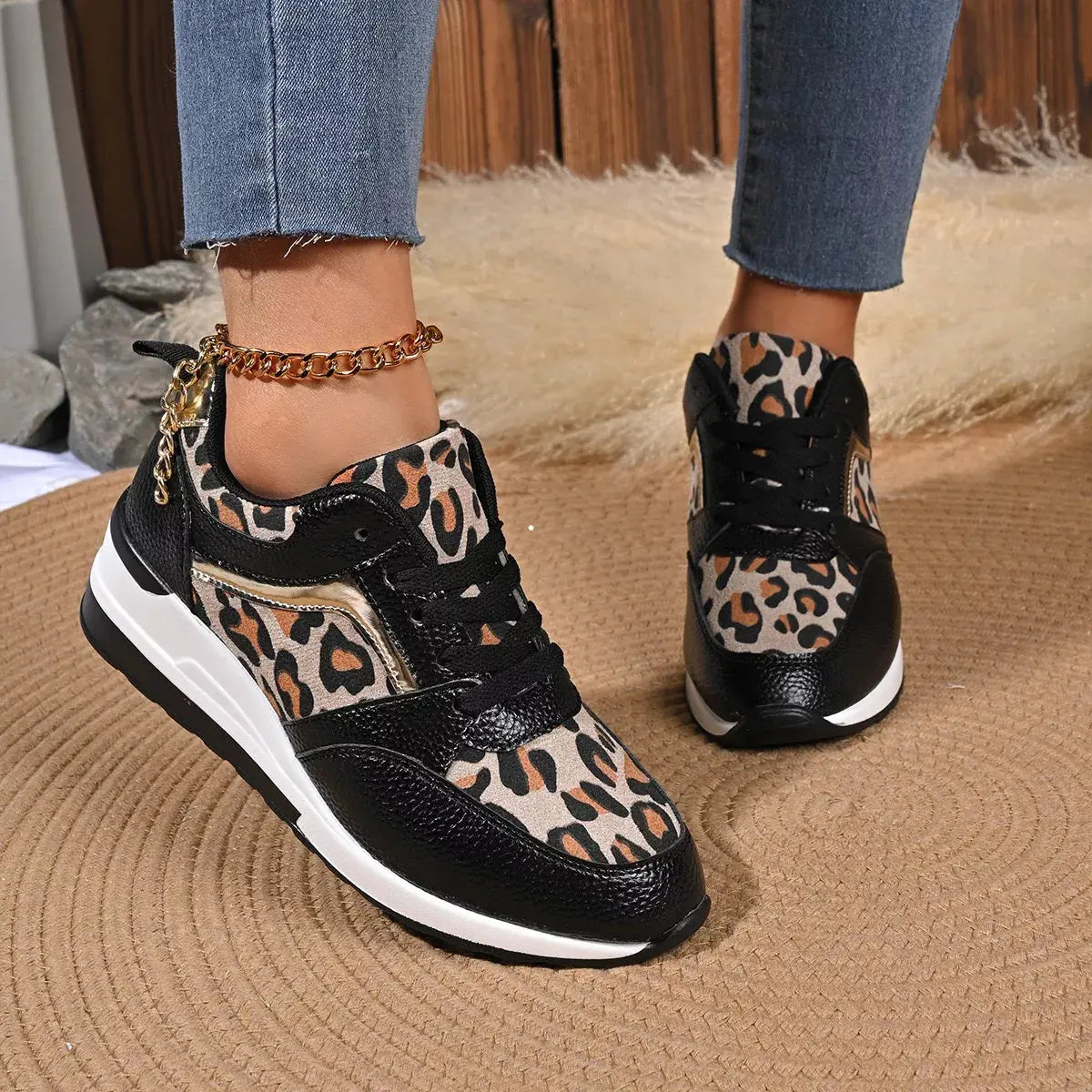 Leopard Lace Up Sneakers  Style Ratio